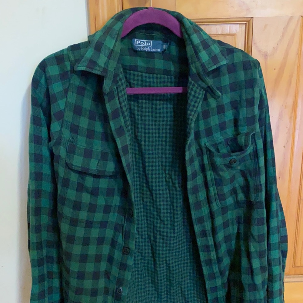 Polo Mens Flannel Green Size Small